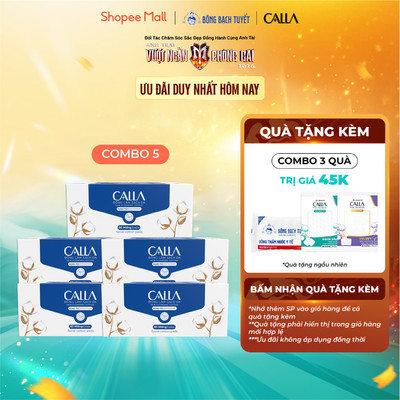 [CHỈ CÓ TRONG LIVESTREAM] Combo 5 Bông tẩy trang Bông Bạch Tuyết Calla Xỏ Ngón Dạng Túi, làm sạch da 80 miếng/hộp