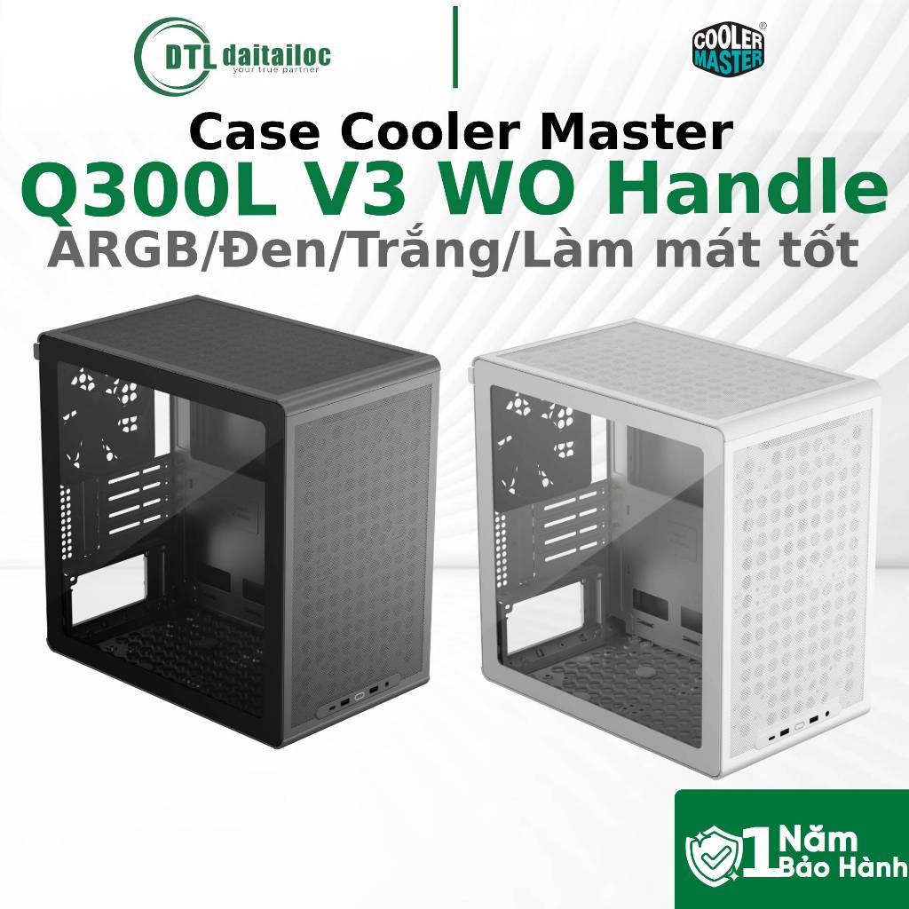 Case Cooler Master Q300L V3 WO Handle Micro-ATX Sẵn 1 Fan Màu Đen Trắng | Chính Hãng | Bảo Hành 12 T