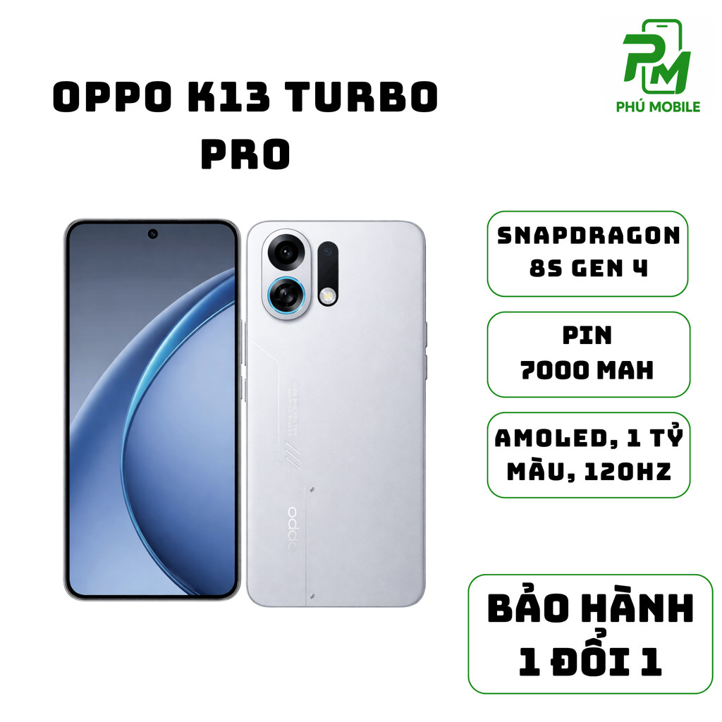 Điện thoại OPPO K13 Turbo Pro – Snapdragon 8s Gen 4 – BH 1 đổi 1 – Phú Mobile