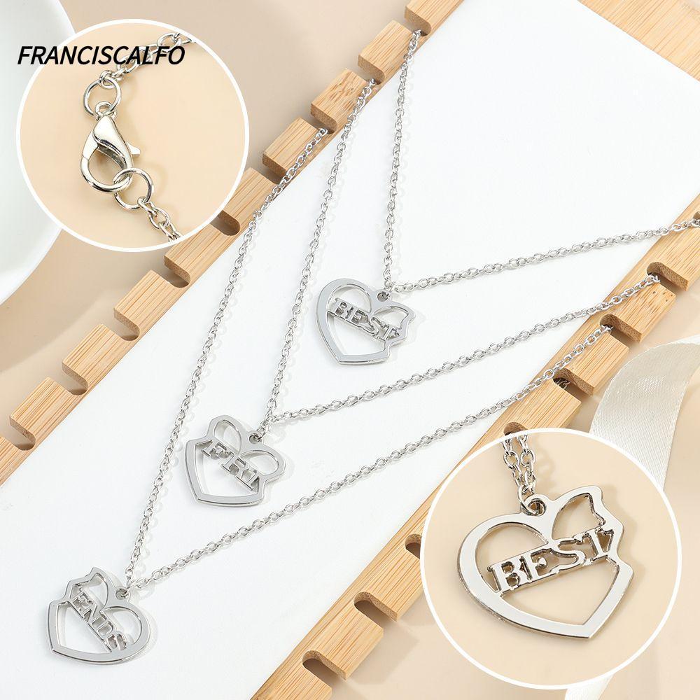 FRANCISCALFO 3 Cái / bộ Tình Yêu Cặp Đôi Vòng Cổ Thời Trang Người Bạn Thân Nhất Mặt Dây Chuyền Trang