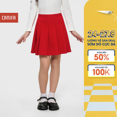 Chân váy bé gái CANIFA dáng ngắn xếp ly 1KS25W006