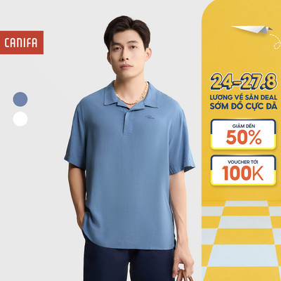 Áo sơ mi nam cộc tay CANIFA cổ bẻ form rộng chất liệu viscose thoáng mát 8TH25S001