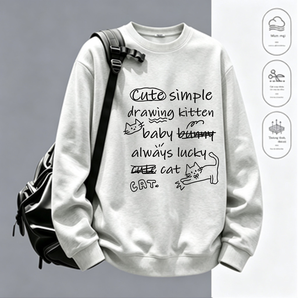 COD✅ (Hồ Chí Minh)RTOML áo dài tay nữ form rộng pattern vietnam korean Mèo vẽ tay kiểu graffiti