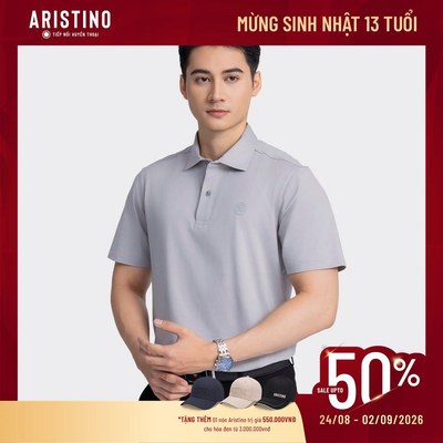 Polo tay ngắn Aristino Business 95% Cotton Mercerized mềm mịn màu xám nhẹ nhàng nam tính 1PS084AZ