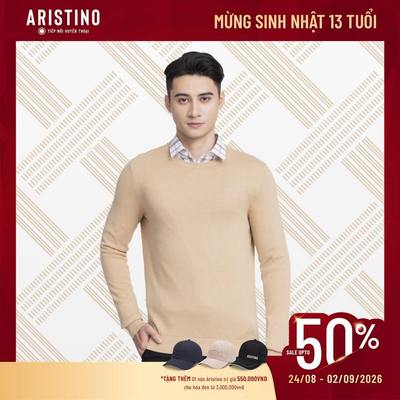 Áo len nam Aristino dáng regular fit suông vừa, thiết kế cổ tròn, 2 màu trẻ trung AWO002W3