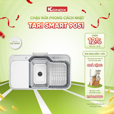 Chậu rửa bát inox 1 hố chống xước Konox TARI SMART 9051 phong cách Nhật - Bảo hành 10 năm
