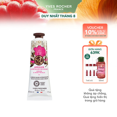 Kem dưỡng da tay hương hoa hồng & tinh dầu Argan Yves Rocher Hand Cream Argan & Rose Petals 30ml