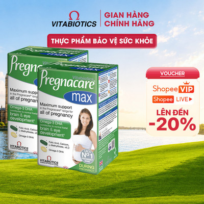 Bộ 2 TPBVSK Vitabiotics PREGNACARE MAX chứa Canxi, Sắt, 5-MTHF, DHA, Cho Phụ Nữ Mang Thai & Cho Con Bú, 84 viên