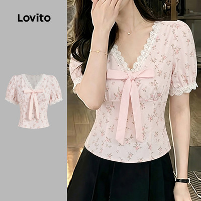 (New Arrival) Lovito Áo Kiểu Thường Ngày Ren Hàn Quốc Mùa Xuân/hè Cho Nữ LK7ED489