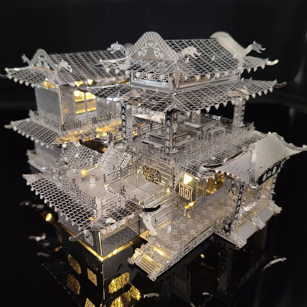 Juxian House Inn 3D lập thể kim loại quân sự câu đố DIY làm bằng tay câu đố lắp ráp mô hình đồ chơi 