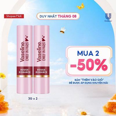 [PHIÊN BẢN GIỚI HẠN] Combo 2 Son dưỡng môi Vaseline Emily In Paris Rouge Romance 3g x 2