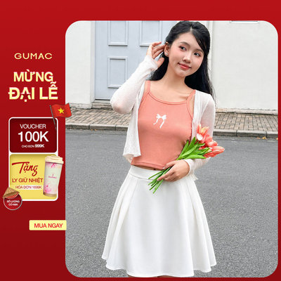 Áo Tanktop Nữ Áo 2 Dây Slim Fit Gmorning - GUMAC In Nơ Thun Gân Co Giãn Ôm Dáng Thời Trang YATE05077