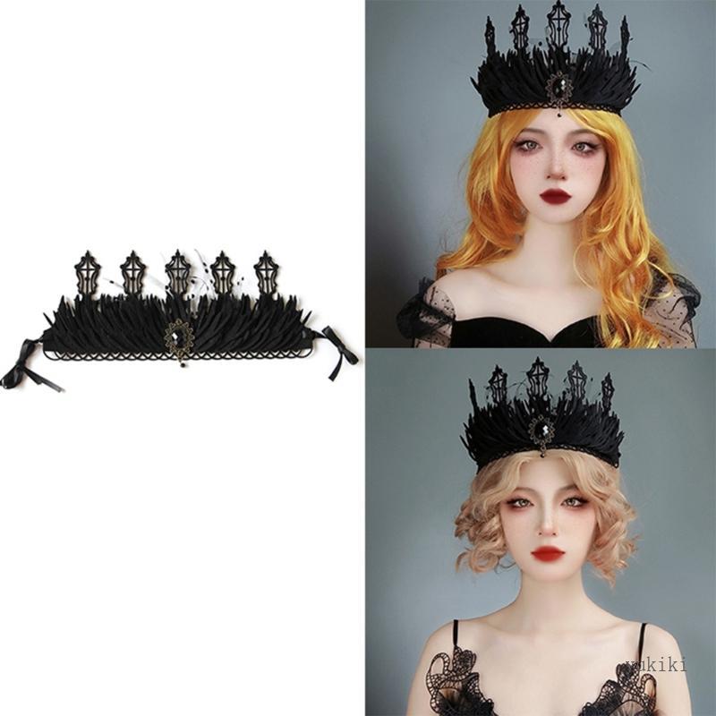 Kiki Witch Crown Headpiece Goth Crown Goth Headband Halloween Black Queen Crown