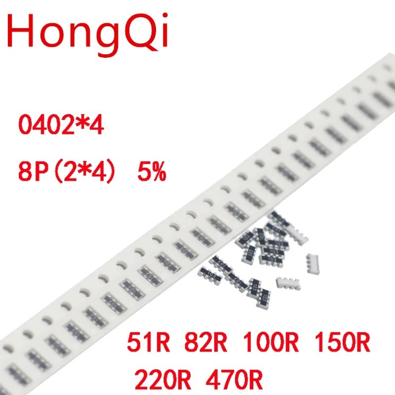 100 Chiếc 0402 * 4 8P4R 2 * 4P SMD Mạng Điện Trở Mảng 0 ~ 1M 1 10 22 47 100 220 330 470 1K 2.2K 4.7K