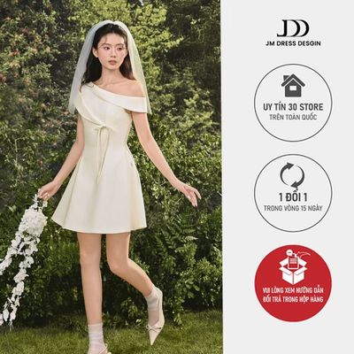 Đầm Lệch Vai Chân Đổ 1S60.2508K – Váy Ngắn Dự Tiệc, Đi Chơi, Đi Làm – Phong Cách Modern Romantic Thiết Kế Bởi JM Dress
