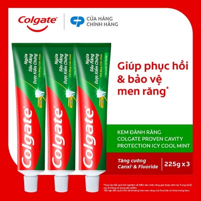 Bộ 3 Kem đánh răng Colgate ngừa sâu răng răng chắc khỏe 225g/tuýp