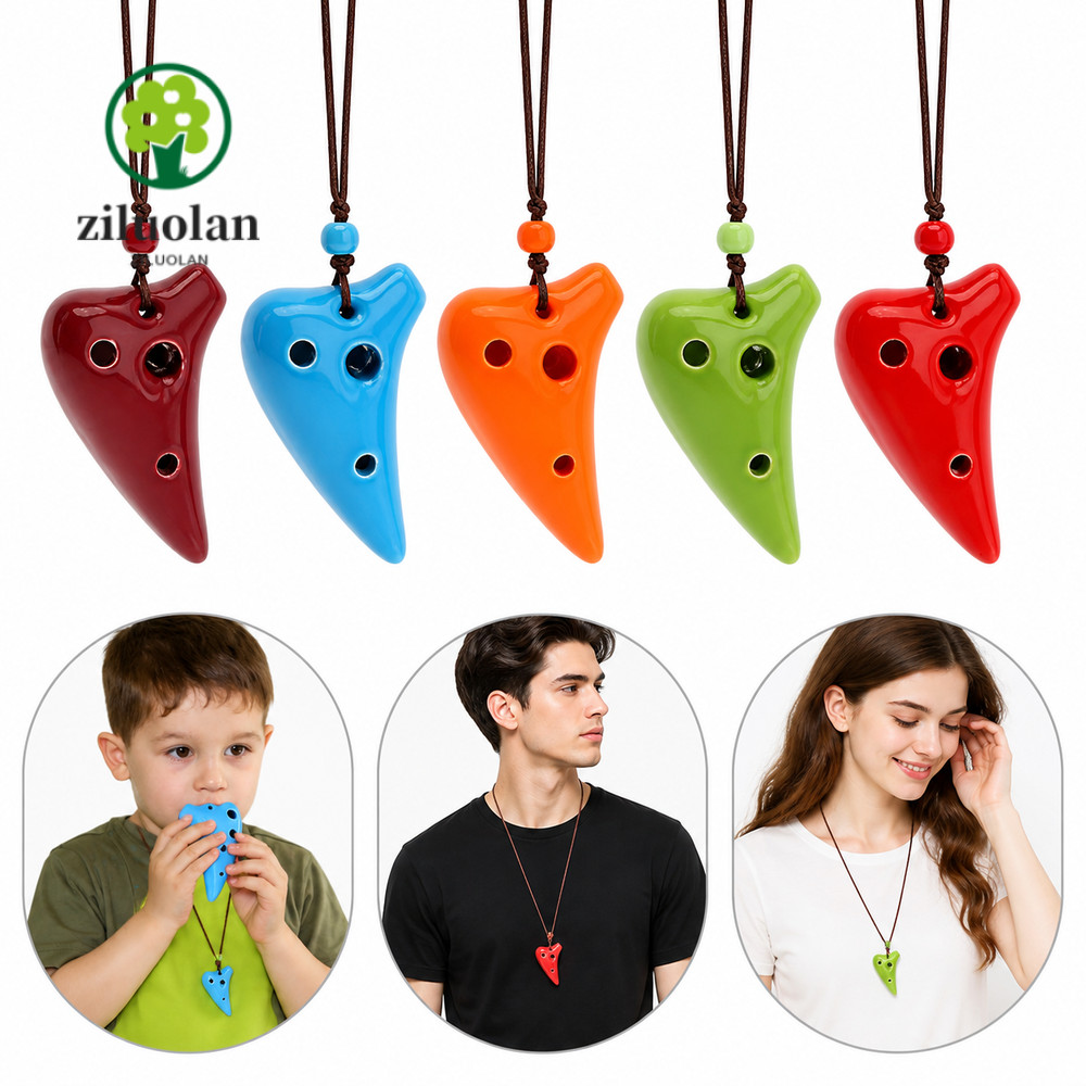 ZUOLAN Gốm Ocarina, Dây treo Bao gồm 6 lỗ Mặt dây chuyền Ocarina, Vòng cổ Mini có thể chơi được Ocar