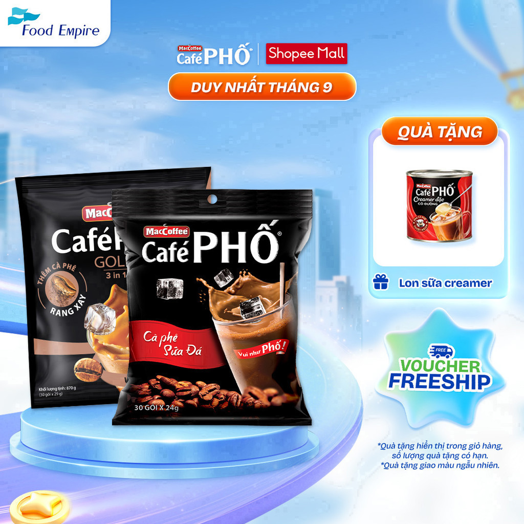 Combo 1 Túi cà phê MacCoffee Phố Sữa Đá & 1 Phố Sữa Đá Gold