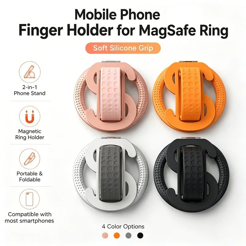 Từ Silicon Ngón Tay Giá Đỡ Điện Thoại Chân Đế Gấp Điện Thoại Grip Ring 360° Xoay