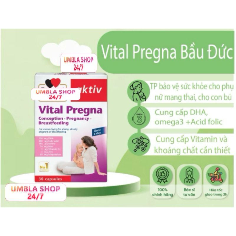 Vitamin cho bà bầu - Aktiv Vital Pregna, nhập khẩu từ Doppelherz Đức, trươc và sau sinh