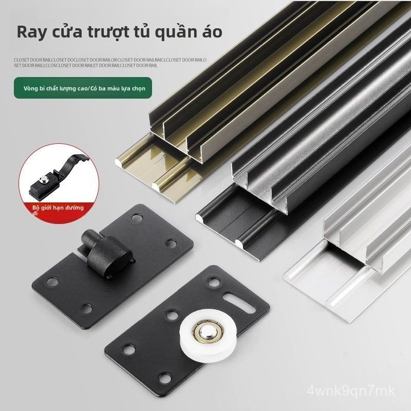 Ray trượt cửa lùa tủ quần áo hai đường ray trên dưới không cần phay rãnh