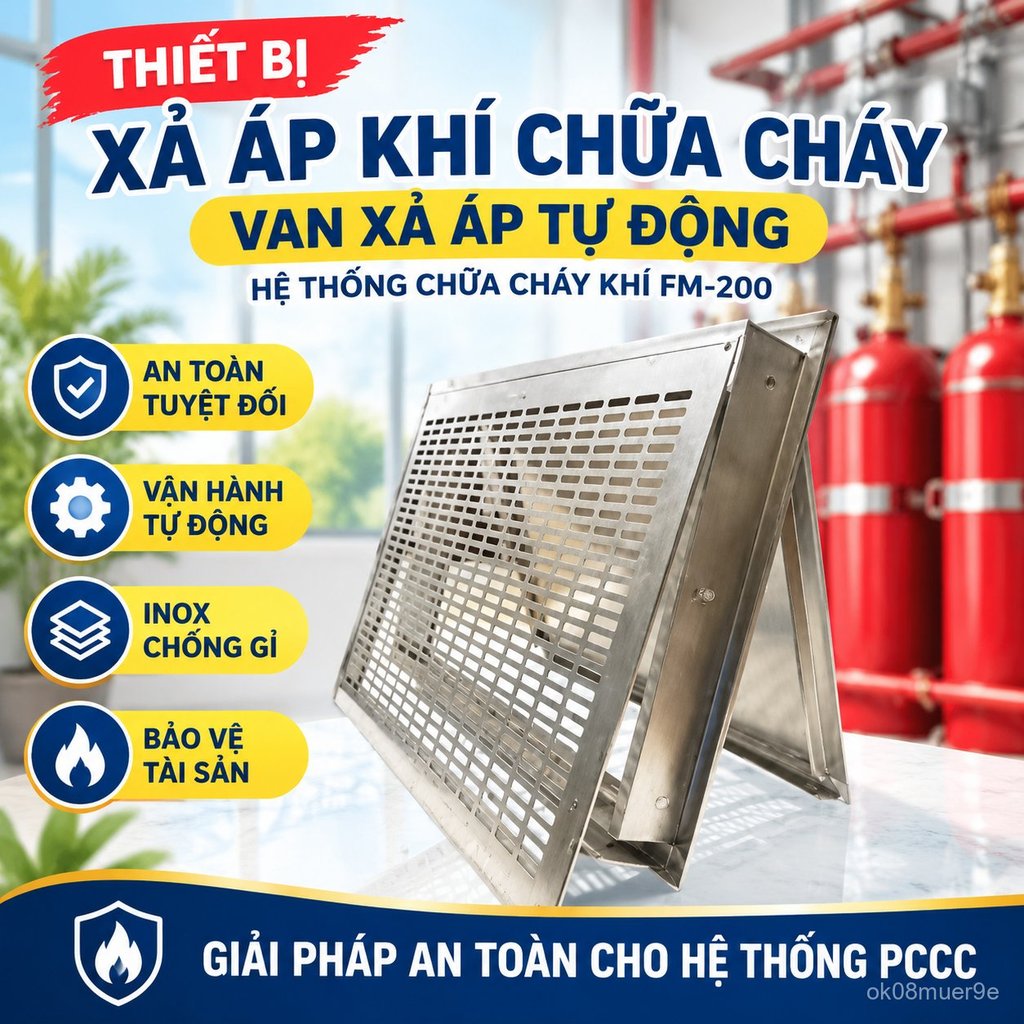 Van xả áp lực khí chữa cháy inox tự động cơ khí, van giảm áp dùng hệ thống FM200 bền chắc