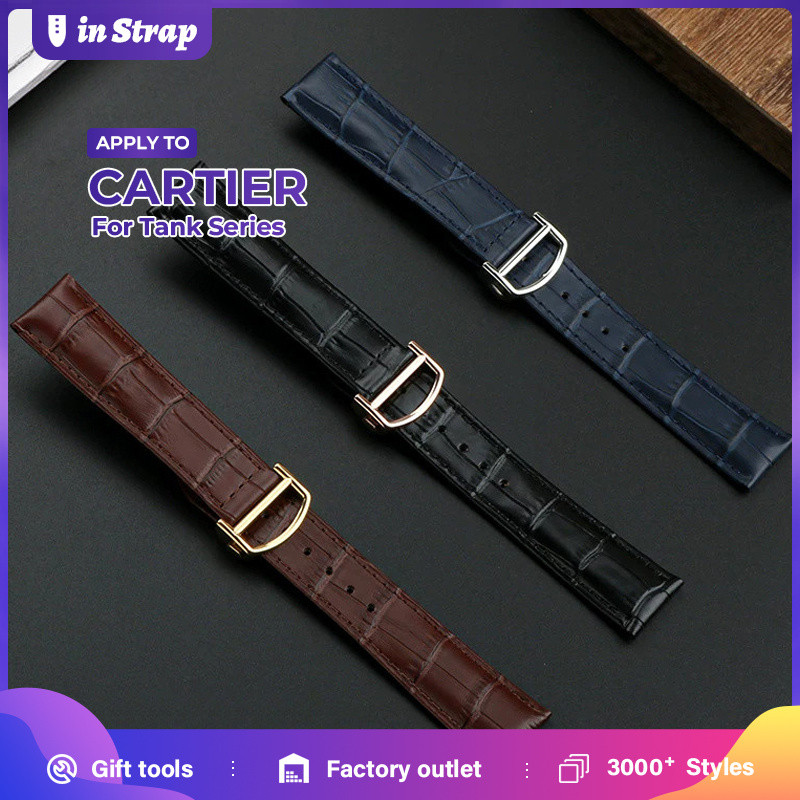 Tương thích với CARTIER Tank London Solo Clé de Cartier Da Bò Dây Đeo Đồng Hồ Nam Nữ 16mm 18mm 20mm