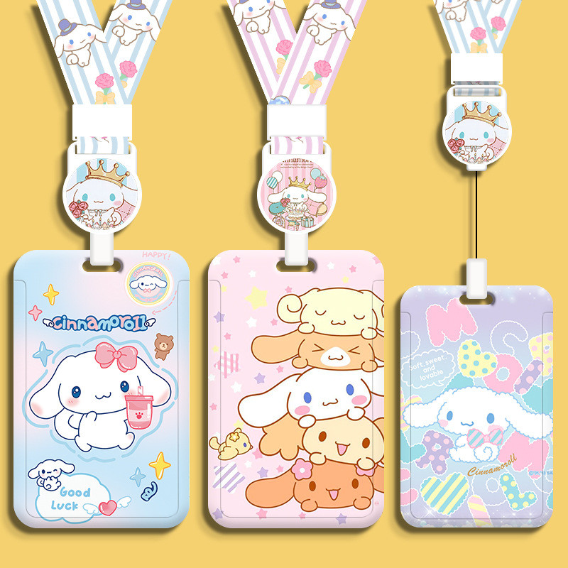 Dây Đeo Thẻ Có Rút Cinnamoroll Túi Đeo Thẻ Đi Học Đi Làm Đáng Yêu,Holder Thẻ Từ, Sanrio Quà Tặng