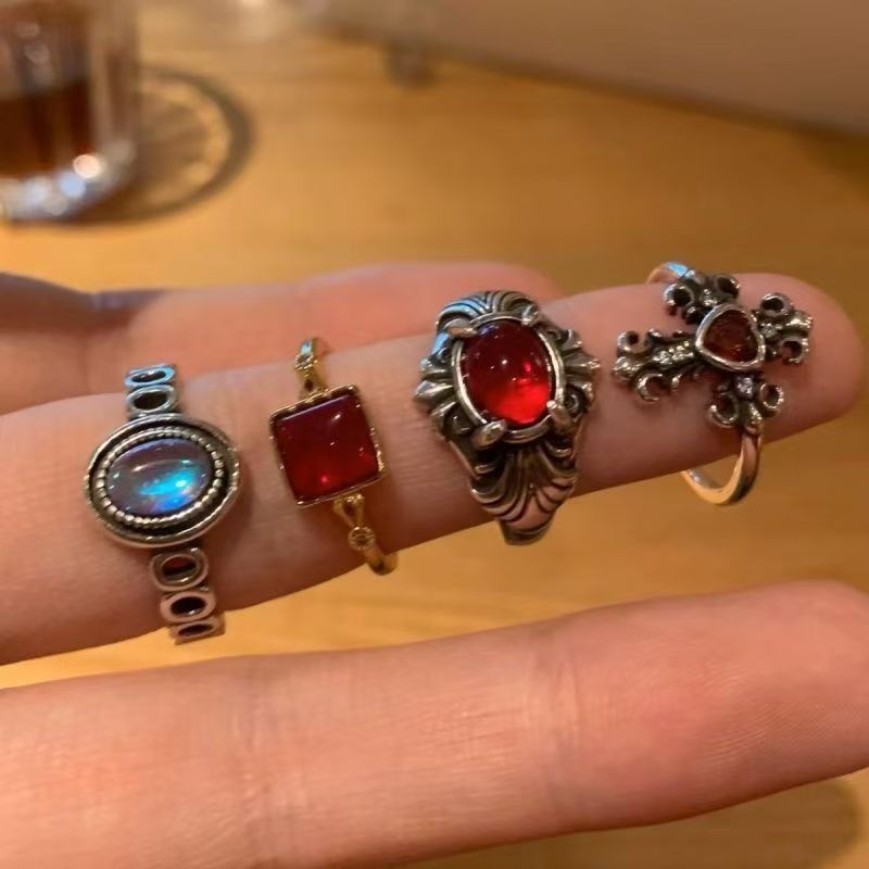 Hot Sale#Vintage Antique Ring vintage Adjustable Open Ring Demon Eye Ring Niche High-End Feel Ring10