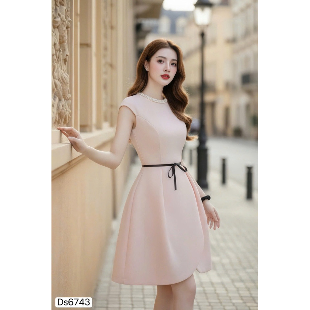 (Váy/Đầm Chính Hãng DVC) Ds6743 Thiết kế váy hồng xoè nhẹ tôn dáng trẻ trung