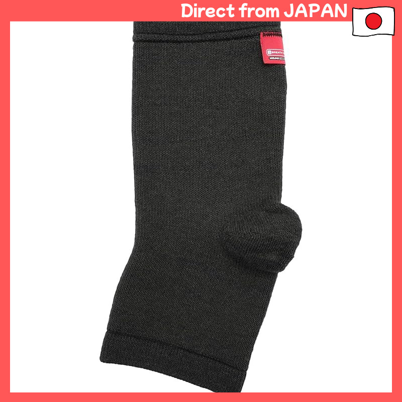 Mizuno Breath Thermo Ankle Support - Two Pack, Moisture-Wicking Heat Retention, Black, Free Size (An