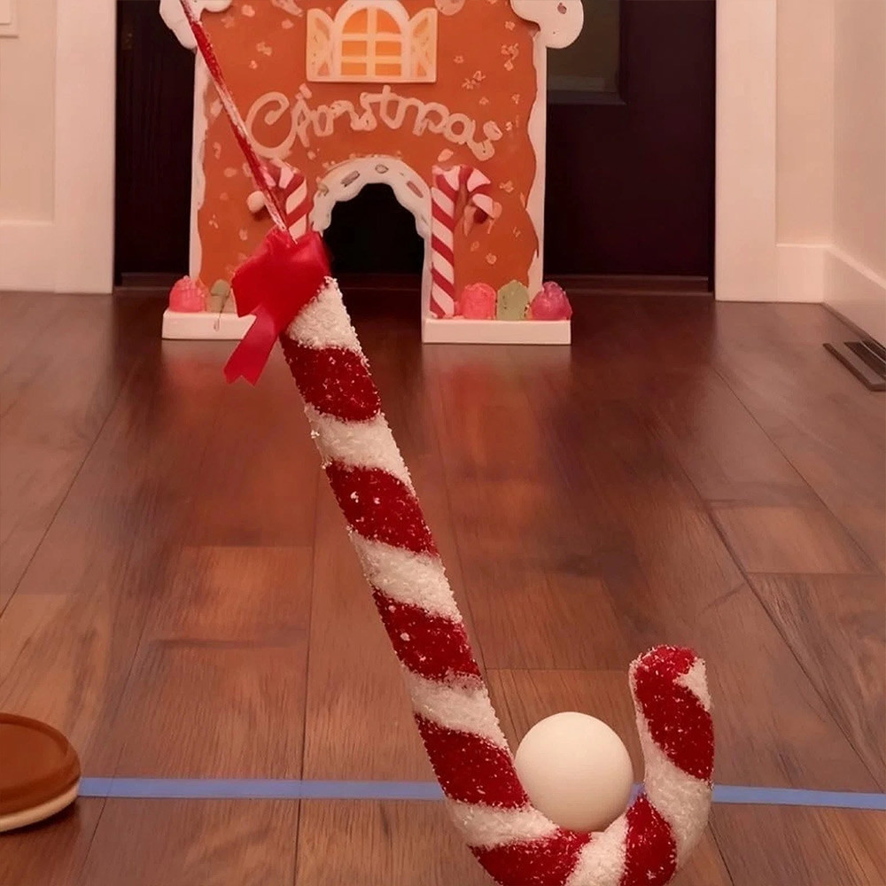 Gingerbread Golf Game Set, Candy Cane Club Portable Design Mini Golf Toys Set, Family Entertainment 