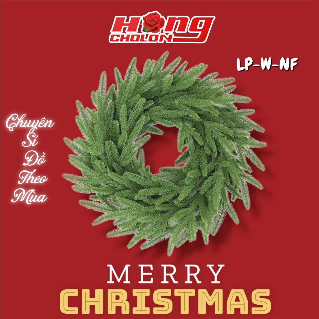 (TUYỂN SỈ NOEL)Vòng Nguyệt Quế Giáng Sinh 60CM -Trang Trí Noel Vòng Hoa Trang Trí 2025