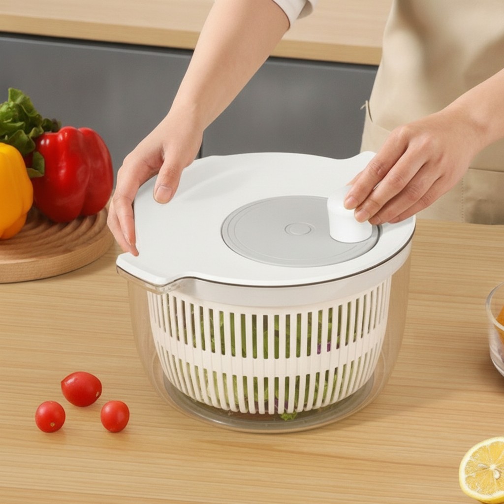 Salad Spinner Hướng dẫn sử dụng Salad Spinner với máy lọc Máy sấy rau củ Máy giặt rau diếp đa năng D