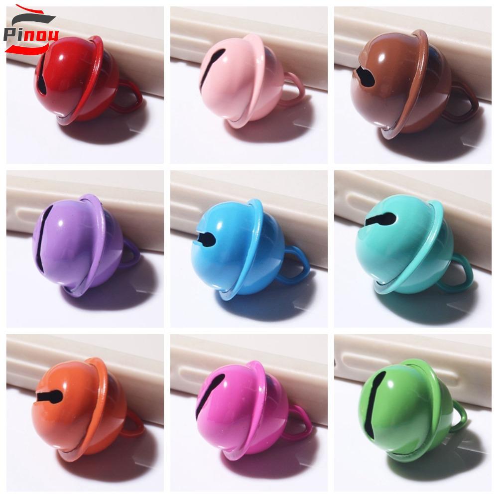 POOU 5 chiếc Jingle Bells Hạt kim loại, Chuông 18mm Mặt dây chuyền móc khóa chuông đầy màu sắc, Kawa