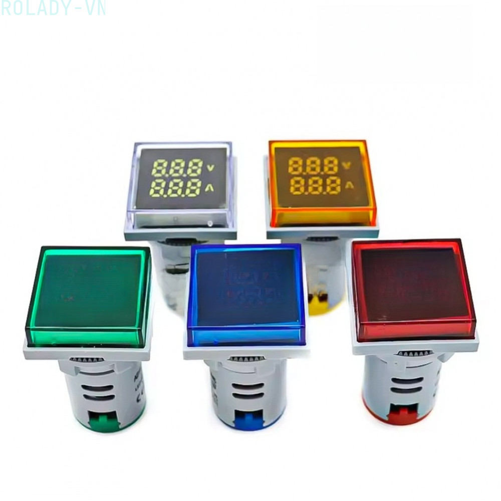 #ROYALLADY#LED Indicator AD16 22FVA Square Type 22mm Mount for Voltage and Current Readings