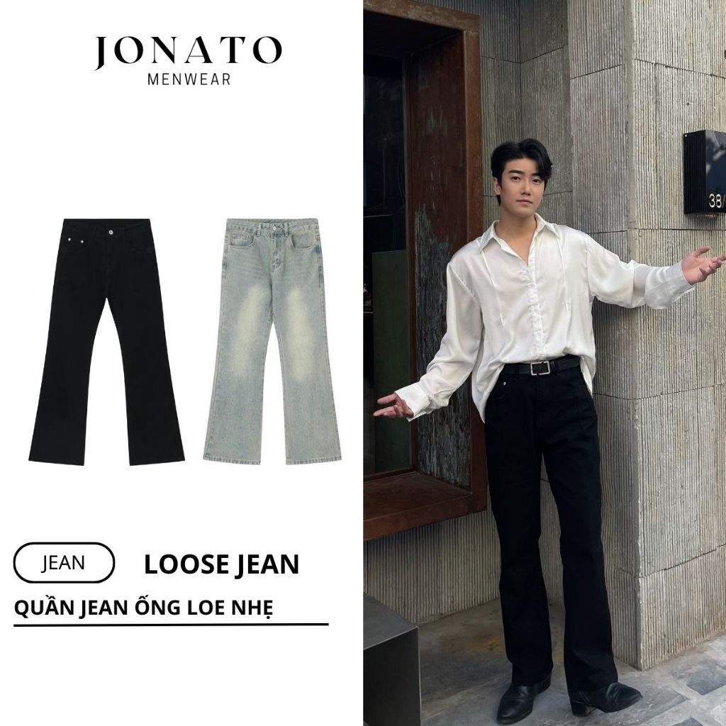 Quần jean ống loe nam JONATO dáng quần loe nhẹ theo phong cách khỏe khoắn và năng động, J096