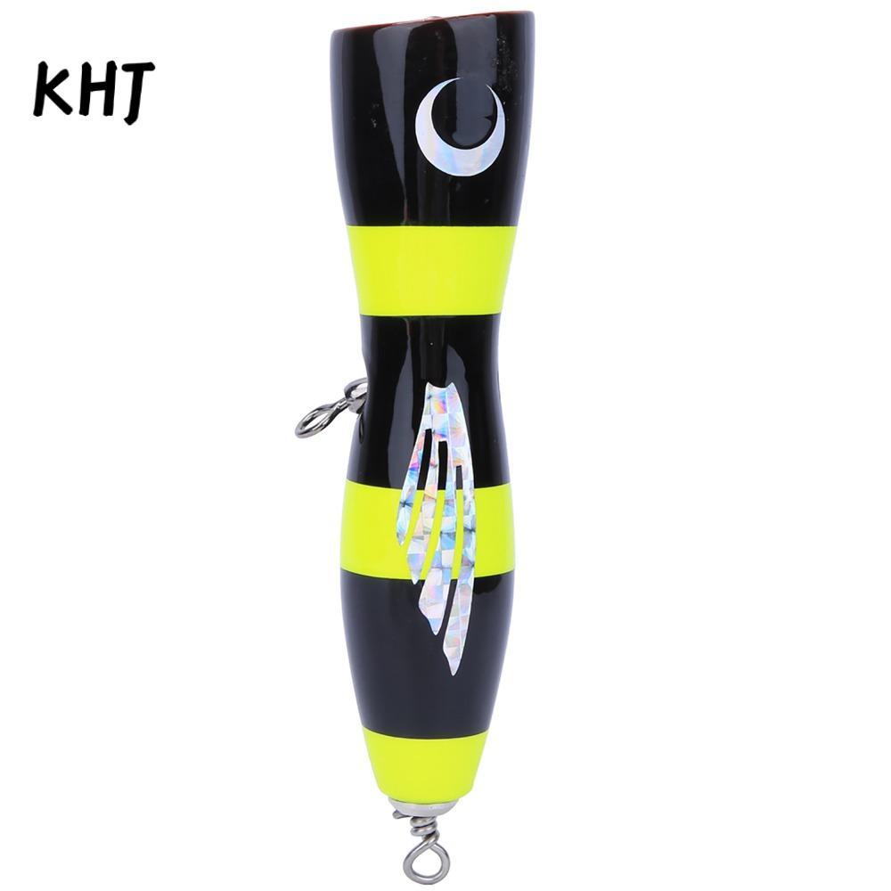 KHJ Topwater Popper Mồi, Mồi Popper 3 Màu Cứng, Bền 16,5cm 65g Gỗ Nhân Tạo Popper Mồi Câu Cá Topwate