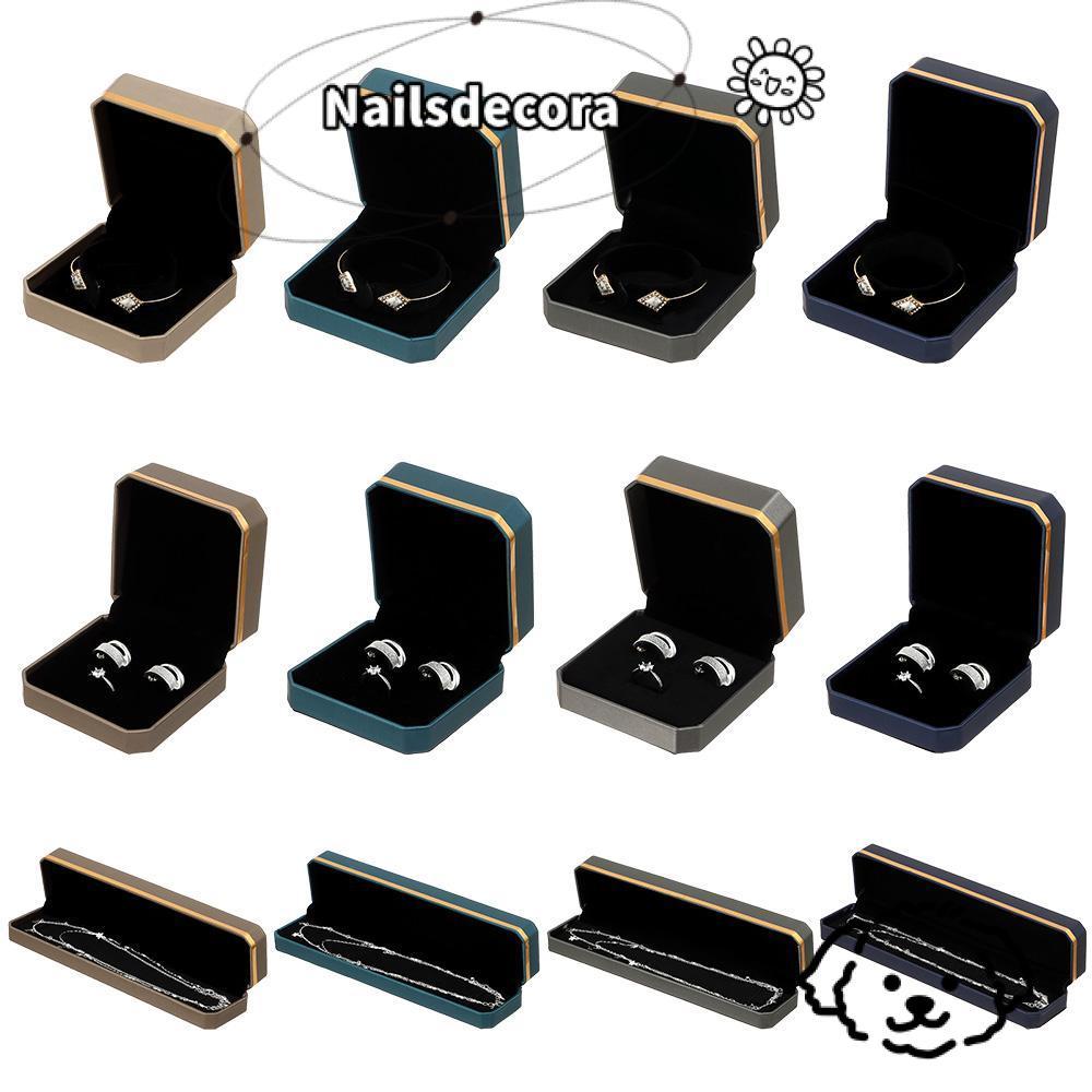 NAILS Hộp Bảo Quản Nhung Bao Bì Trang Sức Chất Lượng Cao Đôi Mở Nhựa Hộp Trưng Bày Trang Trí Đám Cướ
