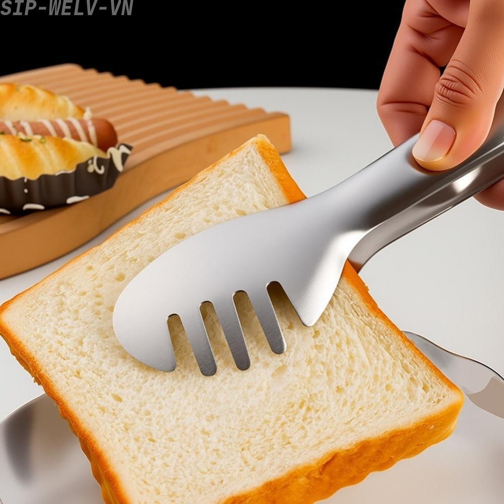 {WELV}Stainless Steel Tongs 304 Stainless Steel Ergonomic Handle Design Easy To Clean