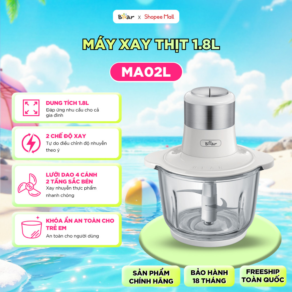 Máy Xay Thịt Bear Dung Tích 1.8L SB-MA02L