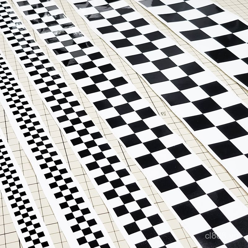 Phổ Biến Huấn Luyện Viên Dán Xe Hơi Phản Quang Đen Trắng Checkered Checkered Checkered Dán 4cm Đen T