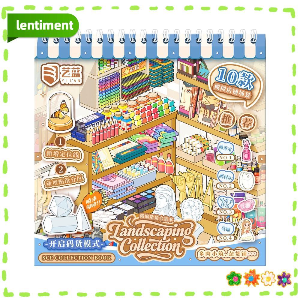 LENTIMENT Sticker Book, Store Series 30 Tờ Mini Scene Sticker, PET Die-cut Minh họa tinh tế Cửa hàng