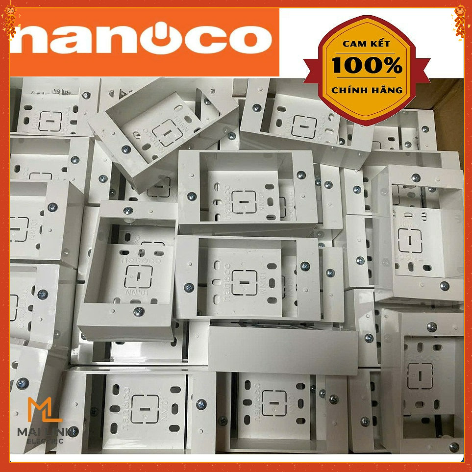 {Chính Hãng NANOCO} Hộp Đế nổi đơn đa năng vít xéo dùng cho mặt công tắc ổ cắm - Model:NN101F/NN101W