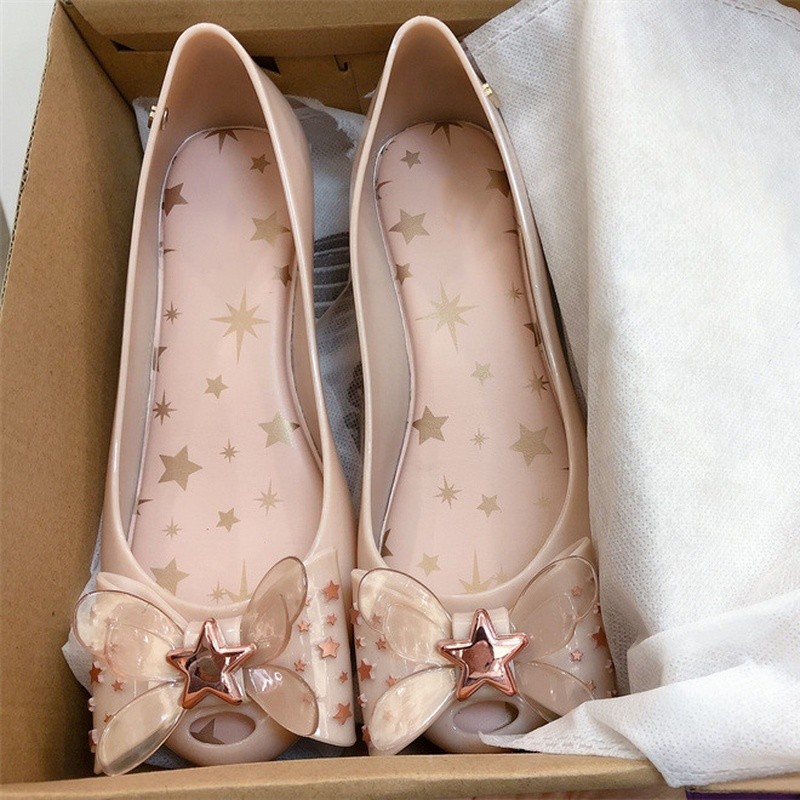 Giày miệng cá mùa hè Bow Star Wedge Beach Jelly Sandals