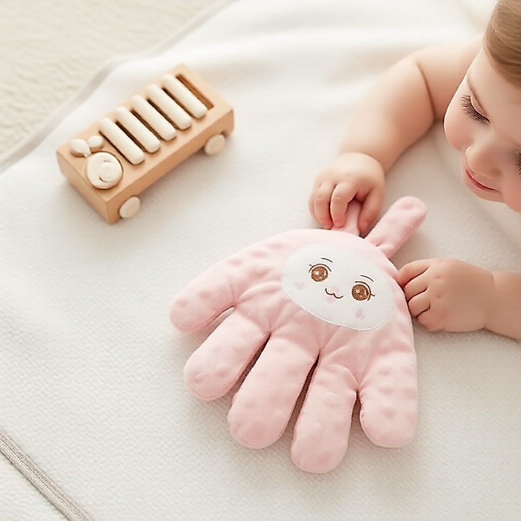 Gối núm vú giả hình tay dễ thương và đồ chơi nhồi bông mềm mại giúp bé ngủ ngon