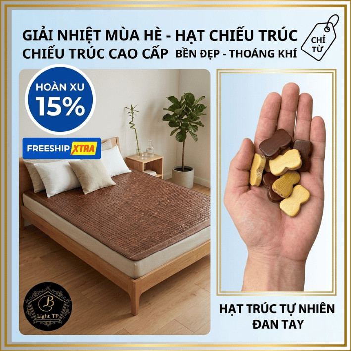 Chiếu Trúc Cao Cấp 1m6x2m / 1m8x2m – Hạt Trúc Tự Nhiên Sạch Đẹp, Siêu Bền- B Light TP