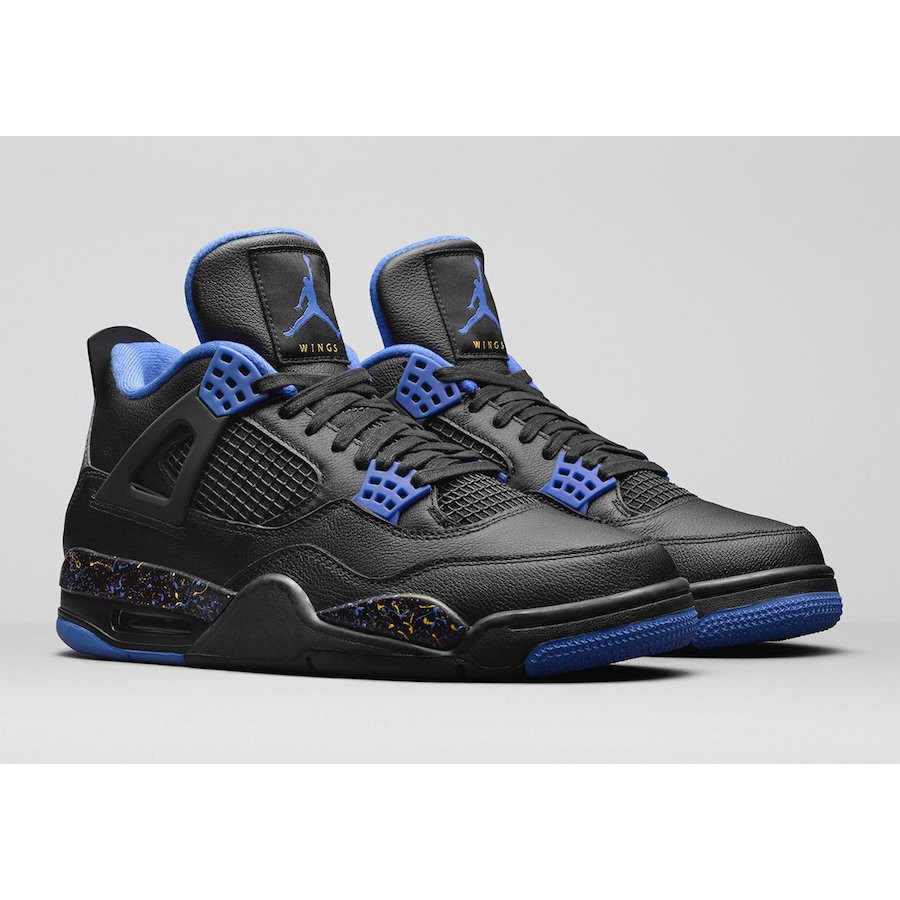 Air Jordan 4 "cánh" đen-royal-xanh-vàng