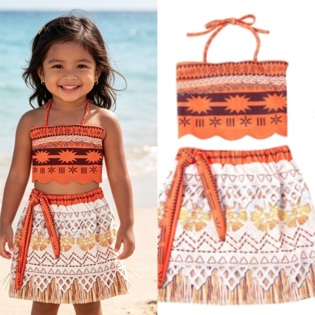 Moana Trang Phục Cho Trẻ Em Ống Top Váy Dài Bộ Cosplay Moana Đầm Trẻ Em Cho Bé Gái Halloween Trang P