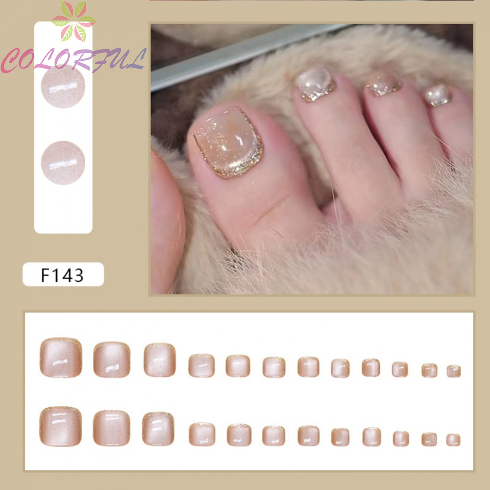 FOR french  Cat Eye Press On Nails Golden Glue On Synthetic Nails Short
